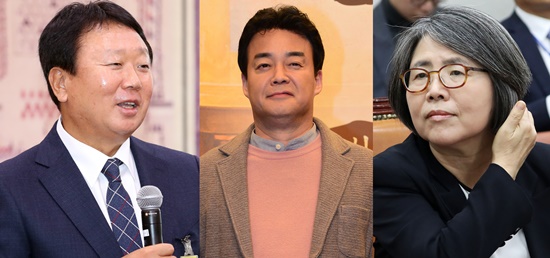 왼쪽부터 선동열 야구 국가대표 감독, 백종원 더본코리아 대표, 김영란 전 대법관.
