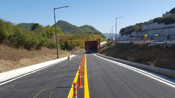 국도4호선 장항교차로 도로상부 임시도로 개설 전경