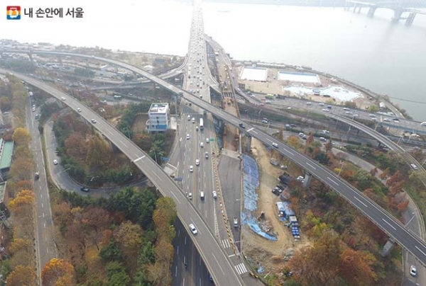 성산대교 북단 성능개선 공사 모습 (사진 출처=내 손안에 서울)