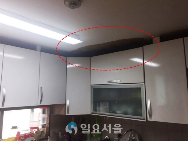 A(32·여)씨 집에서 발생한 천장누수 모습