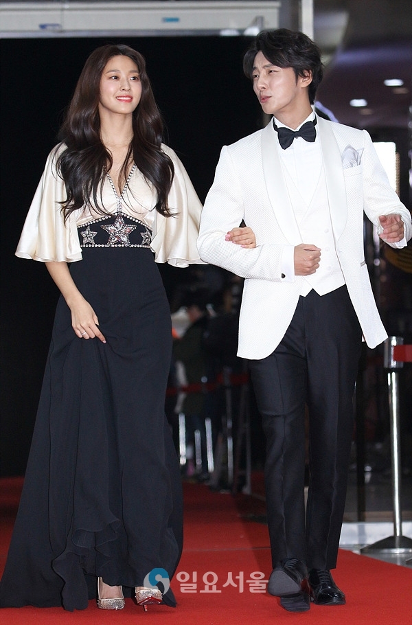 2018 KBS 연예대상 레드카펫 행사에 참석한 설현-윤시윤