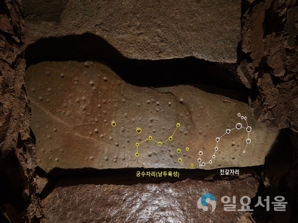 말이산 13호분 덮개석 천정에 새겨진 별자리 @ 함안군 제공