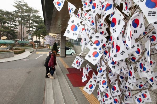 지난 3.1절 행사의 일환으로 태극기 나무를 설치했다.