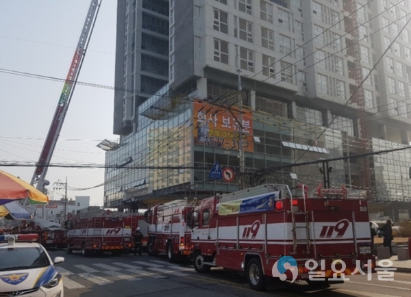 마산 신축오피스텔 화재 현장