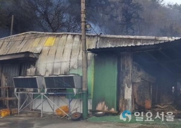 마산합포구 멸치건조 작업장 화재현장 사진