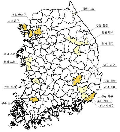 2017년도 도시지역 새뜰마을사업 선정 전국 현황