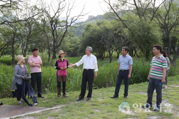 윤상기 군수가 본격적인 장마철을 앞두고 주요 사업장에 대한 현장점검을 벌였다. © 하동군 제공