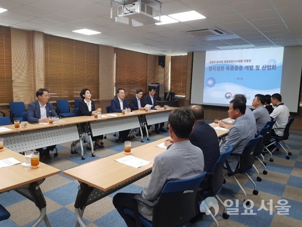 문승욱 경상남도 경제부지사가 24일, 거제시 국립수산과학원 육종연구센터를 방문해 도내 주력 양식어종인 조피볼락, 참돔 등의 육종 연구 개발 요청과 경쟁력 강화 방안에 대해 협의했다. © 경상남도 제공