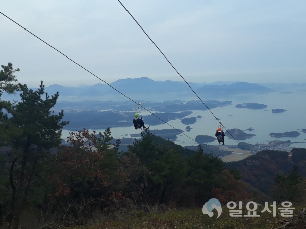 금오산 어드벤처 짚와이어 © 하동군 제공