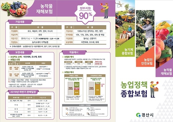 경산시가 농업인을 대상으로 농작물재배보험 가입을 집중 홍보에 나선다.