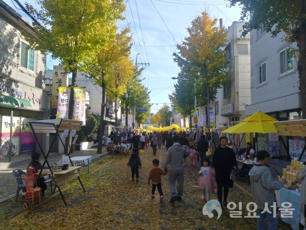 23일 명정동 서피랑 99계단 입구 ~ 충렬사 앞에서 '서피랑 은행나무길 차 없는 거리'행사가 성황리에 열렸다. @ 통영시 제공