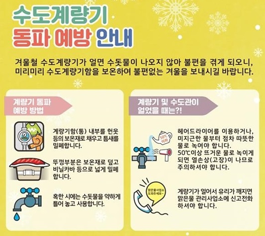 수도계량기 동파 예방 포스터