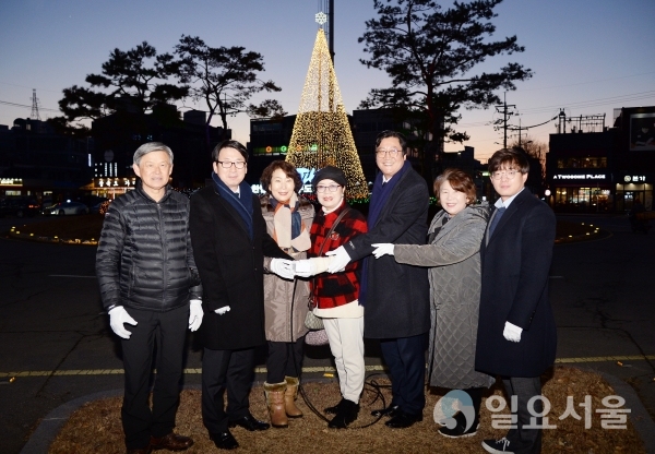 파주시 금촌로터리에 연말연시 평화의 트리 점등