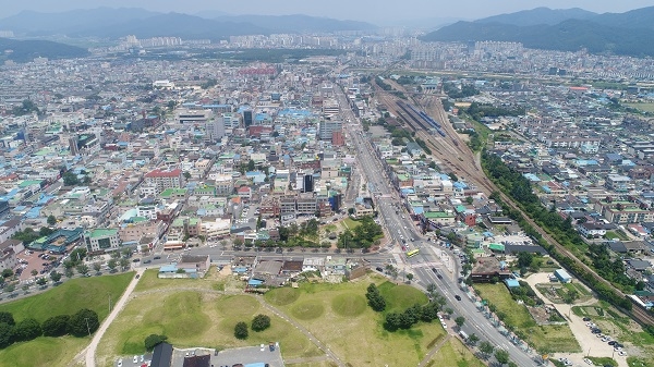 경주시 황오동 원도심 중심시가지형 도시재생뉴딜사업 전경.