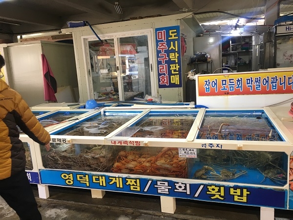 원산지 표시 확인하는 울진해경.
