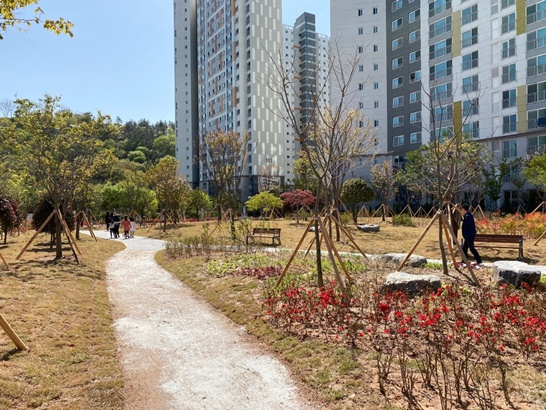 나주시 남평강변도시에 녹색 쌈지 숲이 조성되고 있다.