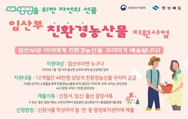 임산부 친환경농산물 지원사업 포스터.