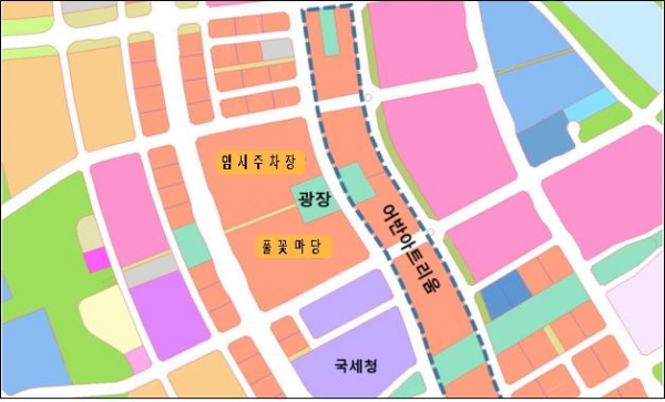 풀꽃마당 및 임시주차장 위치도