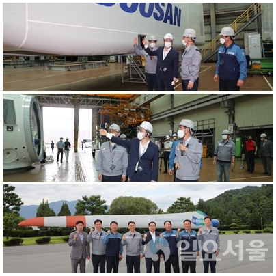 허성무 창원시장은 가스터빈 및 풍력너셀 개발, 수소액화 플랜트 구축의 핵심 역할을 담당하고 있는 두산중공업 창원공장을 방문하여 관련 임직원을 격려하고, 각 설비별 시험시설 및 생산공장을 견학했다.
