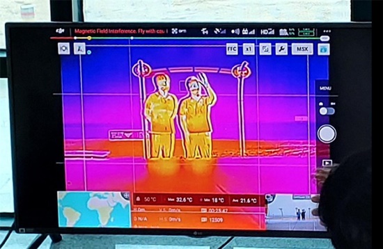 드론을 활용한 발열 체크 실시간 모니터링 화면