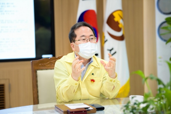 오늘 10일 아침 전남 순천시에서 열린 수해피해 긴급회의 모습