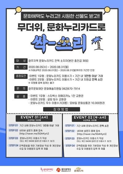 ▲‘무더위, 문화누리카드로 싹쓰리’ 포스터(사진제공=광주문화재단)