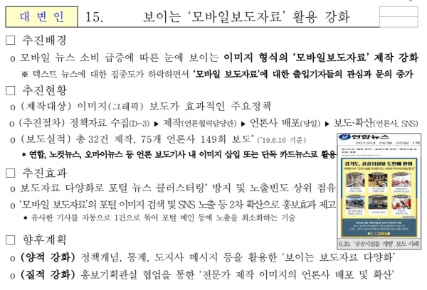 2019년 6월24일 경기도 6월 확대간부 회의 자료 일부 발췌.[일요서울]