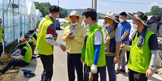 달성군 농협 및 농가주부모임 여성단체가 전남 담양군 봉산면 와우리 딸기하우스 피해현장을 방문해 복구 봉사활동을 실시했다.