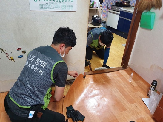 강진군 드림스타트에서는 지난 18일부터 취약계층 가정을 방문해 환경과 위생을 점검하고 대상자 중 주거환경이 매우 열악한 30가구를 선정해 방역 서비스를 실시하고 있다.