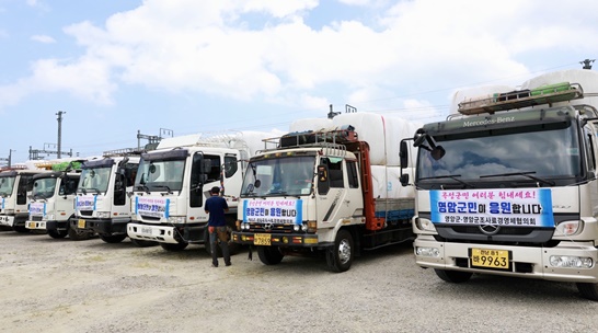 영암군은 집중호우 피해 한우농가에 조사료 긴급 지원했다.