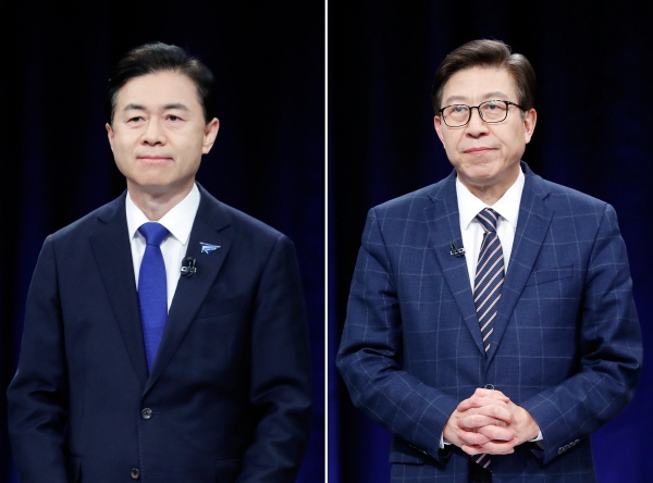 김영춘 더불어민주당 부산시장 후보(좌)과 박형준 국민의힘 부산시장 후보(우)의 재산이 각각 11억, 48억 원으로 공개됐다. [뉴시스]