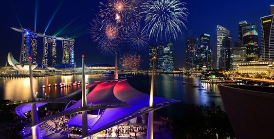싱가포르 마리나 베이 샌즈 인근 시내 야경[제공 : 이베이코리아]