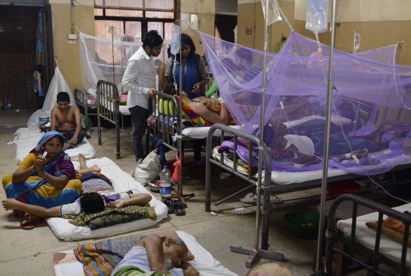 방글라데시 수도 다카의 한 대학병원에서 뎅기열 환자들이 치료 받고 있다. [뉴시스]