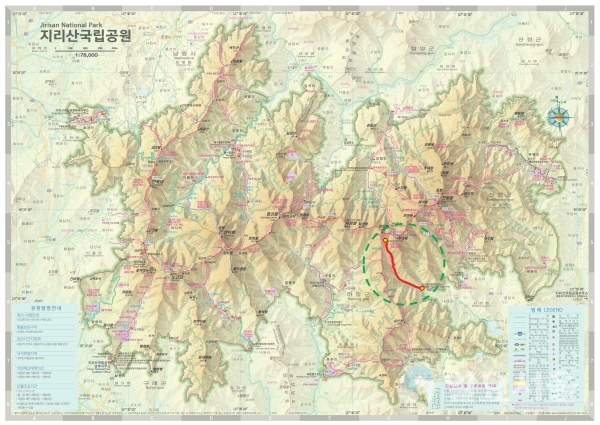거림~세석대피소 탐방예약제 실시 구간 지도 @ 지리산경남사무소 제공
