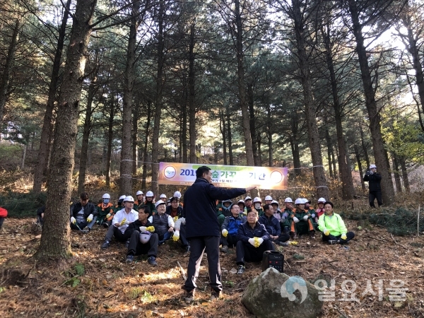 지난 7일, 대병면 하금리 에 위치해 있는 숲가꾸기 사업장 내에서 ‘2019년 숲가꾸기 1일 체험 행사’를 개최했다. @ 합천군 제공