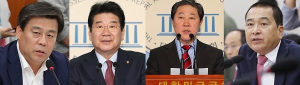차기 자유한국당 원내대표 경선에 출마를 선언한 김선동·강석호·유기준·심재철 의원(왼쪽부터) [뉴시스]