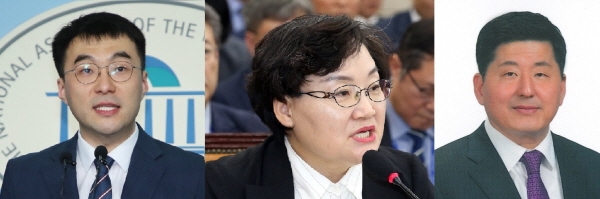 김남국 변호사(왼쪽), 문미옥 전 차관(중앙), 조재희 위원장(오른쪽). [뉴시스]