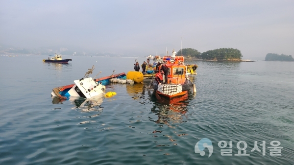 통영 대류도 남동방 해상 예인중 침몰선박 발생 구조 사진