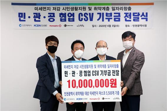 한국남동발전, 인천시, 홈플러스와 공동 CSV 사업을 통해, 미세먼지 취약계층에 마스크 5,500개 후원