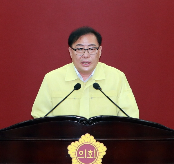 김대현 의원이 부의장 당선소감을 밝히고 있다.