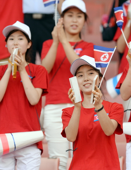 북한 미녀 응원단[뉴시스]