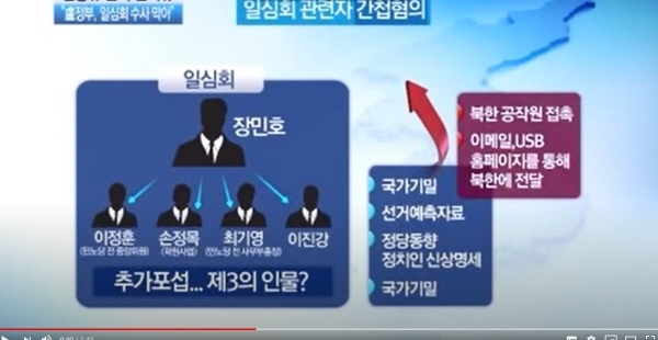 일심회 사건 관련 당시 채널a 보도 유투브 캡처2.