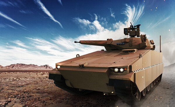한화에어로스페이스가 호주 육군 납품을 위해 이스라엘 등과 개발한 차세대 장갑차 ‘레드백’ [한화에어로스페이스 제공]