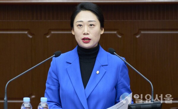 대전시 서구의회 본회의에서 발언하는 서다운 의원.[사진 = 이재희 기자]