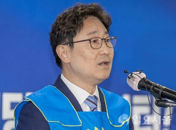 더불어민주당 박범계 의원(대전서구을)이 28일 대전시당에서 출마 기자회견을 하고 있다.[사진 =육심무 기자]