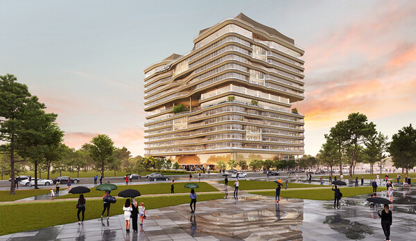 인천 청라에 조성중인 하나드림타운 내 그룹헤드쿼터 디자인.[제공 = 하나금융그룹]