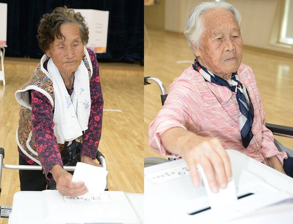 소중한 한표 행세하는 어르신들. 뉴시스