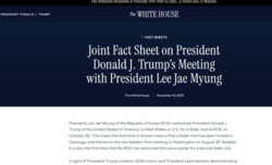 한미 팩트시트 관련, 백악관 홈페이지