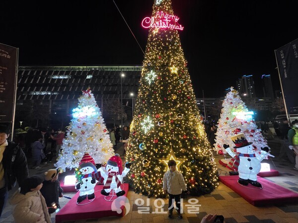 이응교 광장에 설치된 대형 트리(사진=김교연 기자)