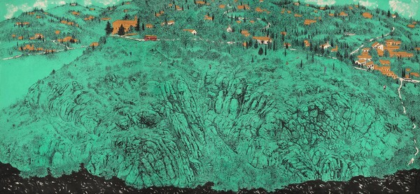 박능생, , 화선지에 수묵, 토분, 채색, 208×150(×3)cm, 2020, [사진 = 대전시립미술관]